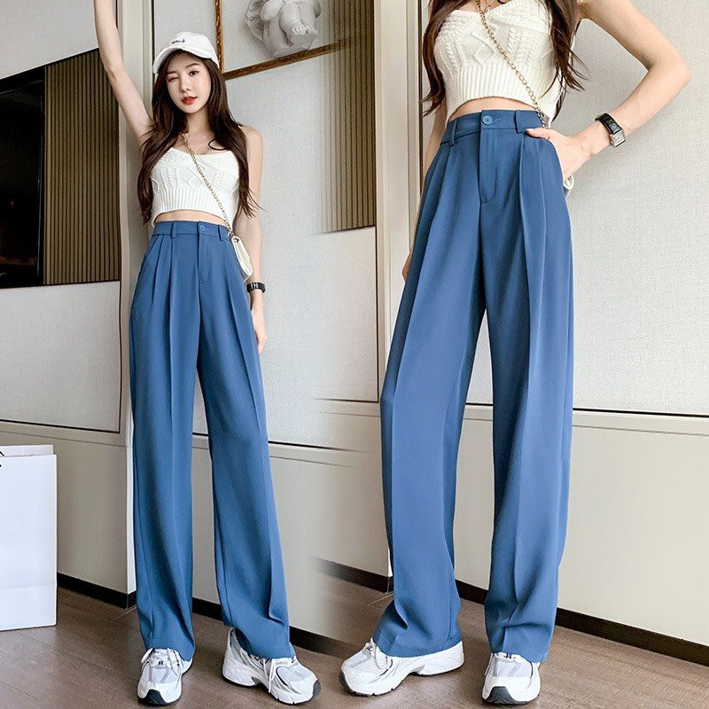 Quần ống suông Culottes Ulzang Xuông dài 100cm - Quần ống rộng cạp siêu cao