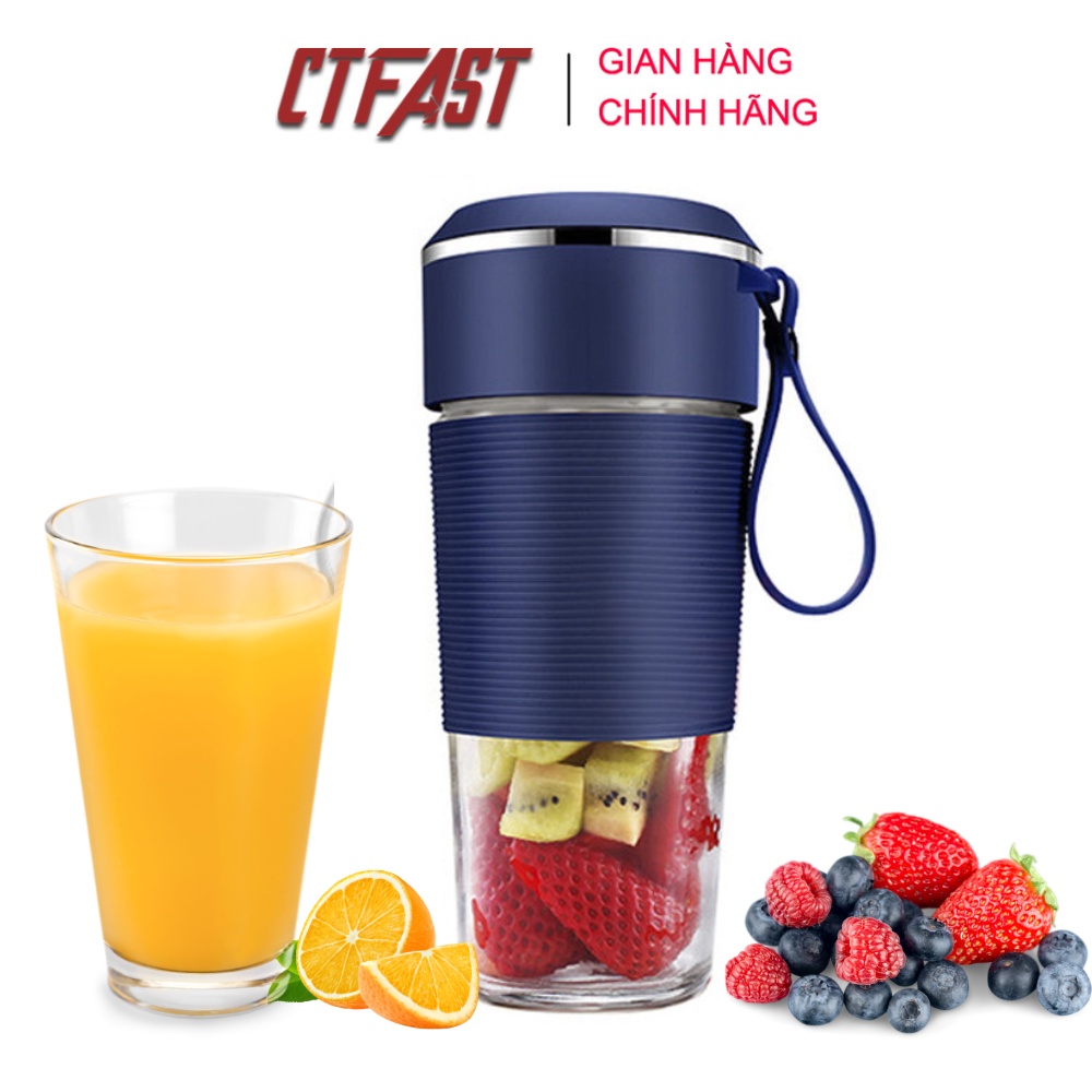 Máy xay sinh tố cầm tay mini CTFAST-JUICER chất liệu cốc thủy tinh an toàn, pin sạc 1500mAh, cảm ứng tự động