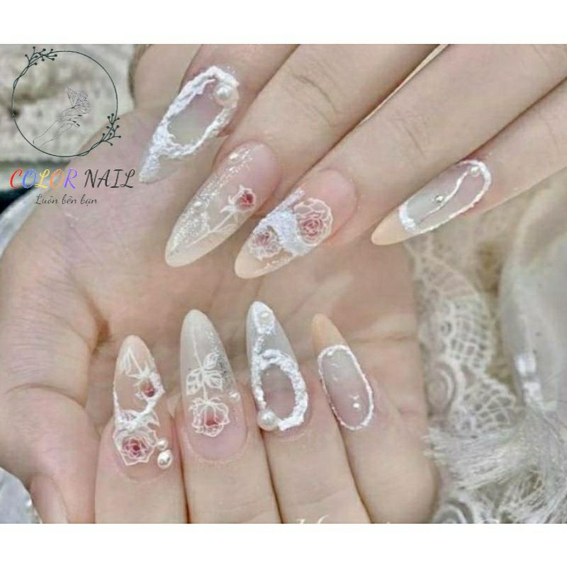 Nail box - Móng up thiết kế : Hoa hồng