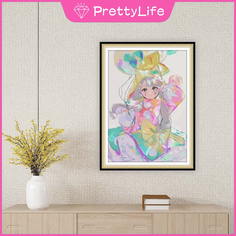 Bộ Tranh Đính Đá 5D Tự Làm 30x40cm/40x50cm Hình Cô Gái Hoạt Hình Trang Trí Nhà Cửa