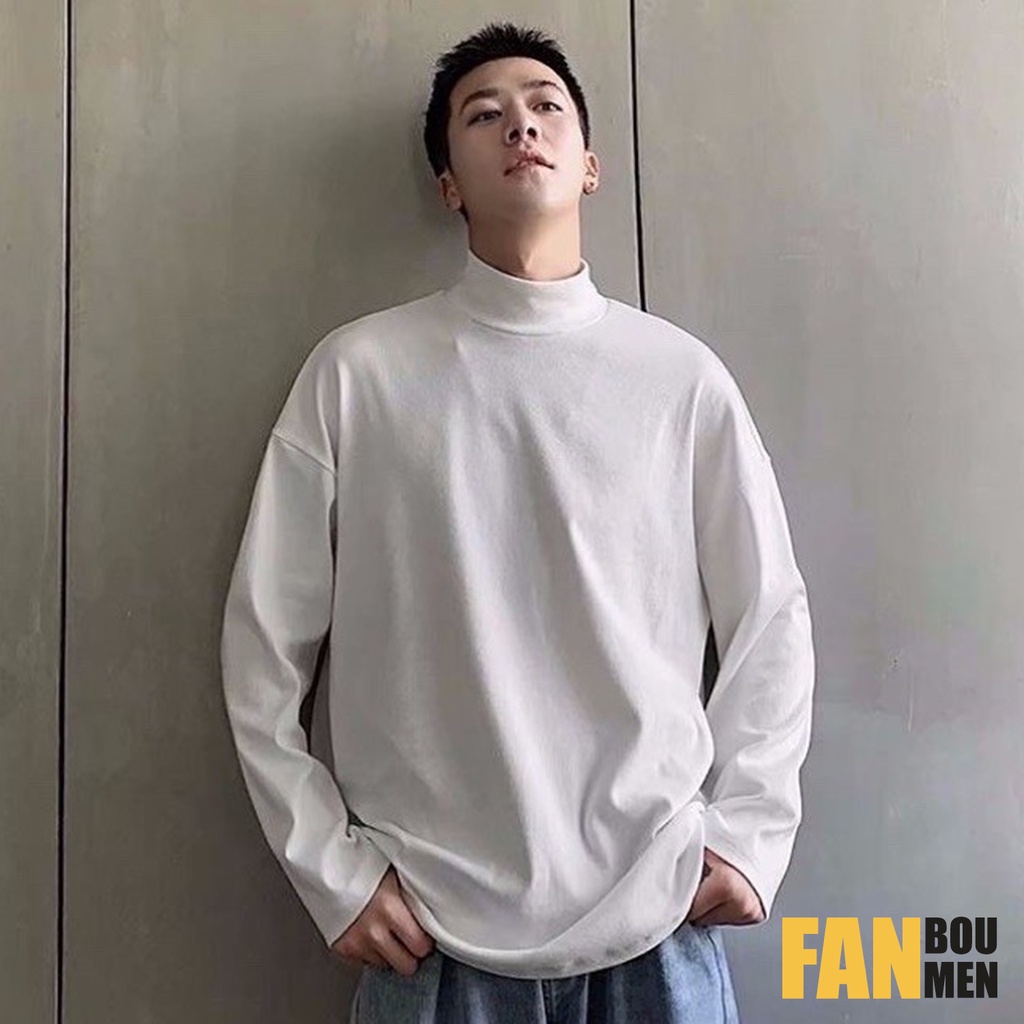 Áo Thun Nam Cotton Cổ Lọ Cao 4 Phân Tay Dài | BigBuy360 - bigbuy360.vn