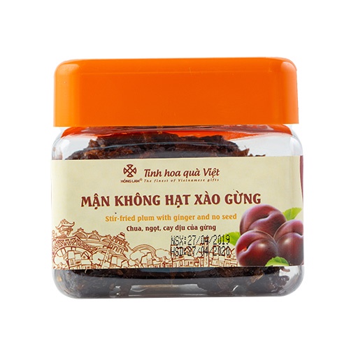 Ô mai  Mận không hạt xào gừng Hồng Lam - Vị chua ngọt - Hộp