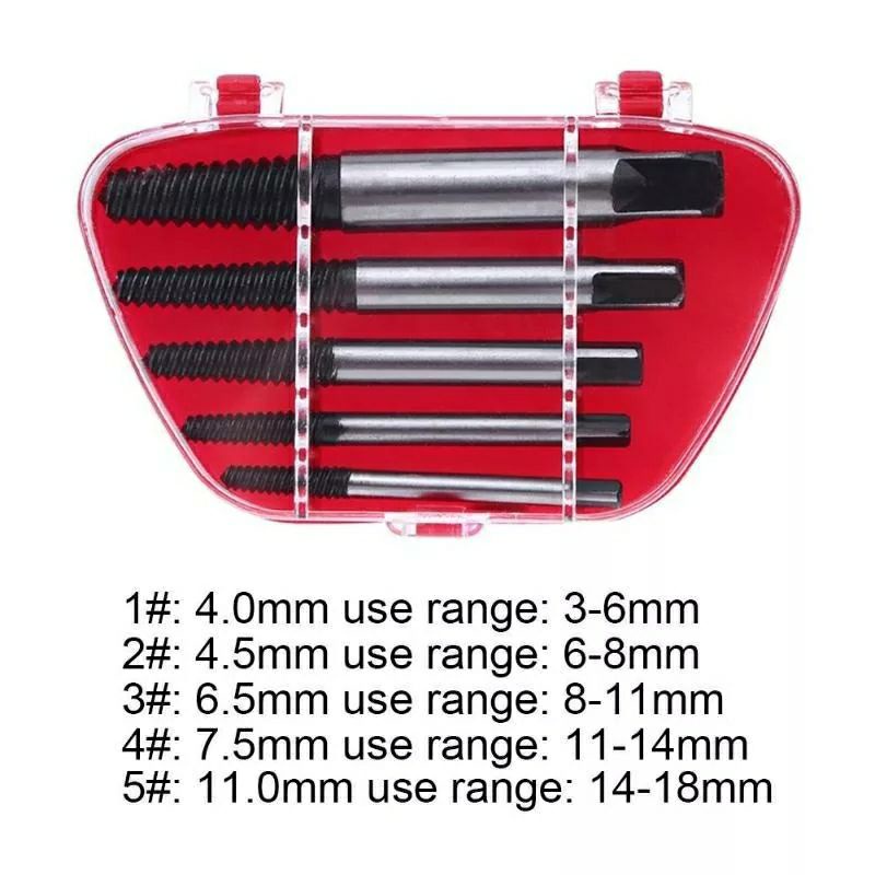 Bộ 5 đầu vặn vít gãy 3 - 18mm - tháo ốc vít gãy
