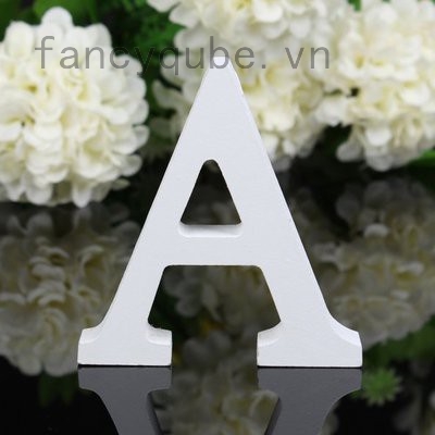 Phụ kiện chữ gỗ 8cm màu trắng trang trí