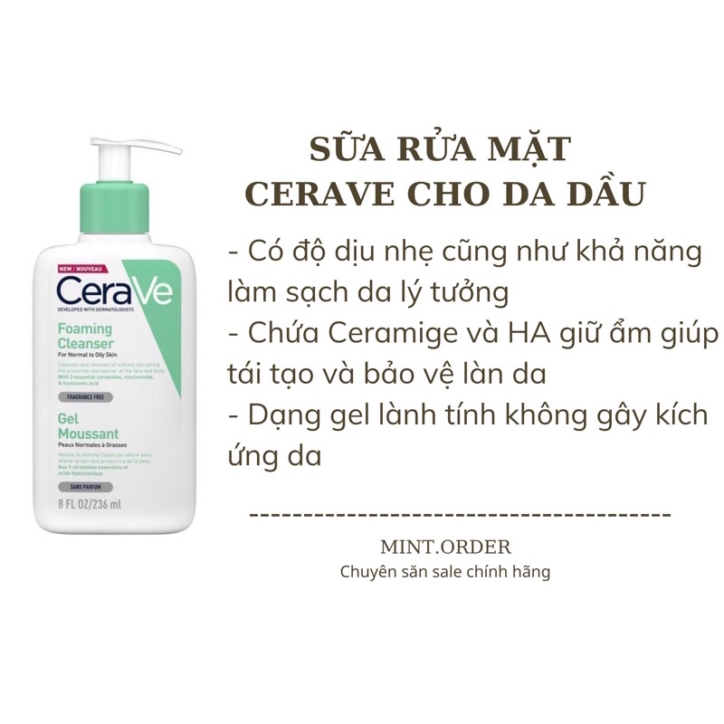 [ CHUẨN PHÁP + HÀNG SẴN ] Sữa Rữa Mặt Cerave Dành Cho Da Dầu Mụn 236ml