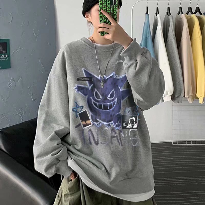 M-8XL Áo Sweater Tay Dài Cổ Tròn Dáng Rộng In Họa Tiết Graffiti Phong Cách Hip hop Thời Trang Cho Nam Giới