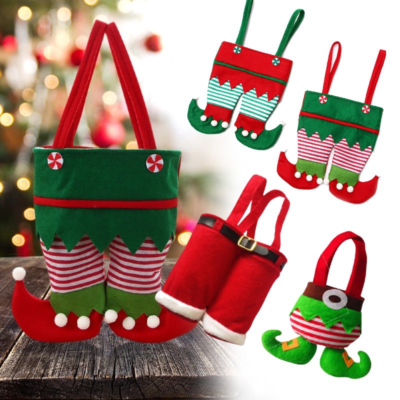 Túi Đựng Kẹo Hình Chiếc Quần Ông Già Noel Nhỏ Gọn Trang Trí Giáng Sinh