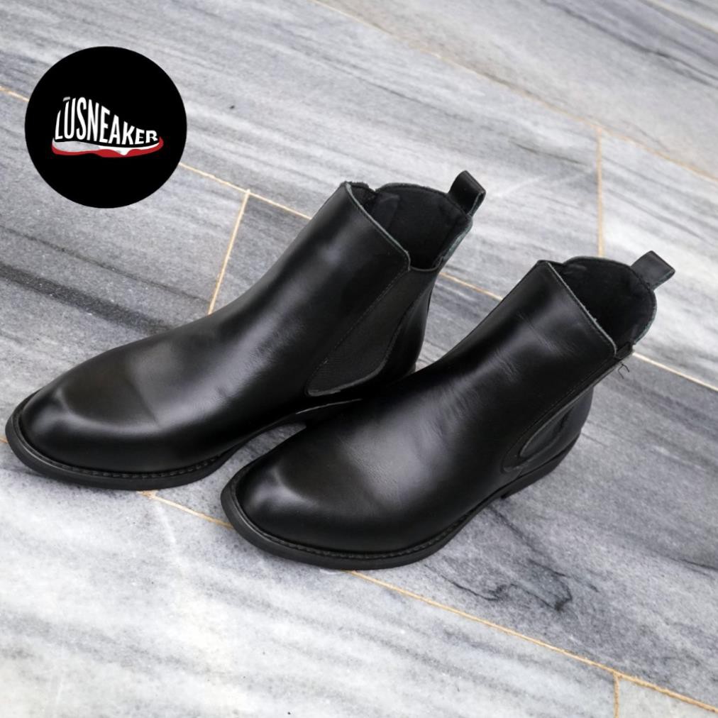 Chelsea Boots FREESHIP Giày cao cổ nam da thật đen bóng mờ