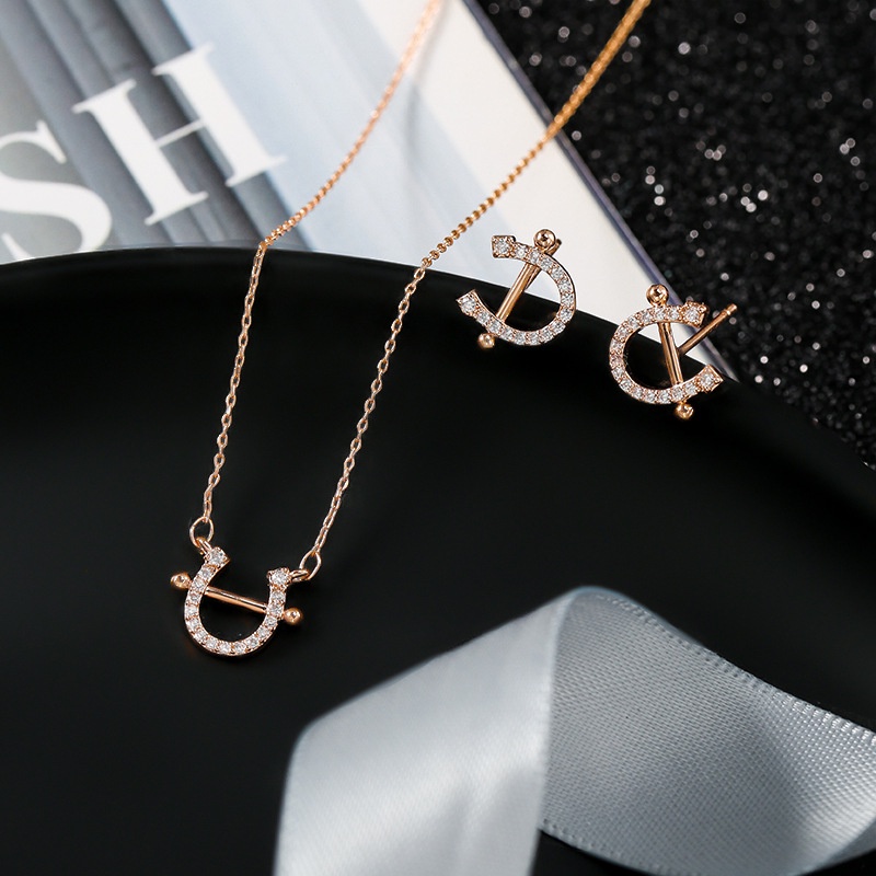 XiaoboACC Dây Chuyền / Hoa Tai Phong Cách Phim Hạ Cánh Nơi Anh Với Kim Xỏ Bằng Bạc 925 Khảm Đá Sang Trọng