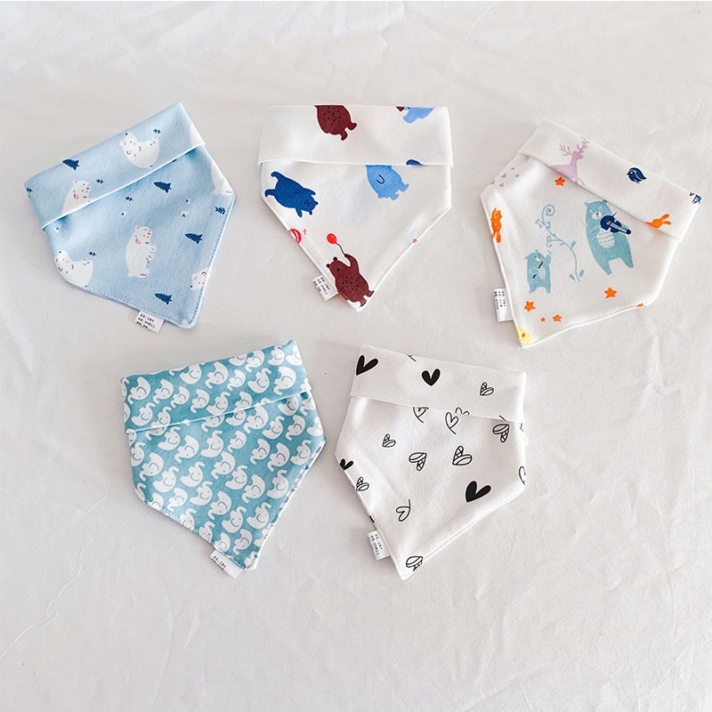 Set 5 khăn yếm tam giác/yếm dãi 100% cotton cho bé (Mẫu Thu Đông)