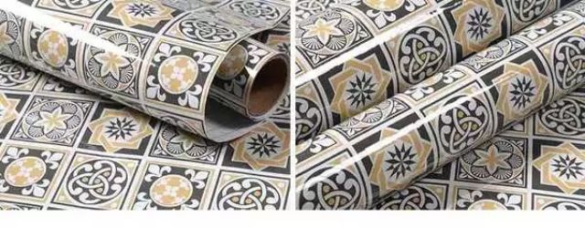 Decal dán bếp tráng nhôm cách nhiệt gạch bông khổ 60cm keo sẵn