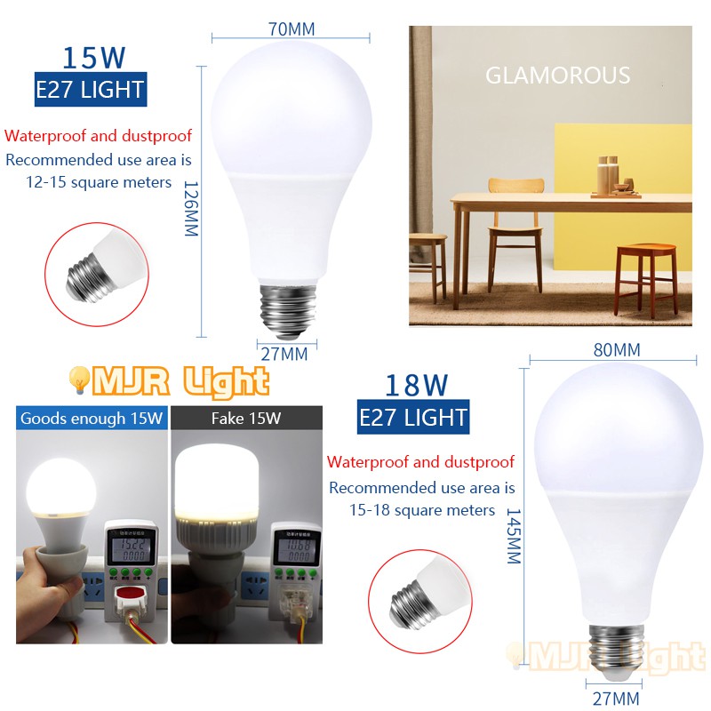 Đèn Led E27 50000h Life 5w 7w 9w 12w 15w 18w Tiết Kiệm Năng Lượng