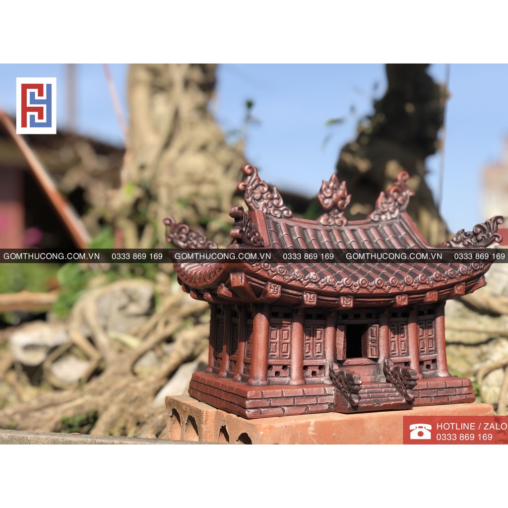 Tiểu cảnh hồ cá, trang trí bể cá cảnh, mô hình gốm đình làng HÀNG ĐẸP trang trí chậu cây bonsai