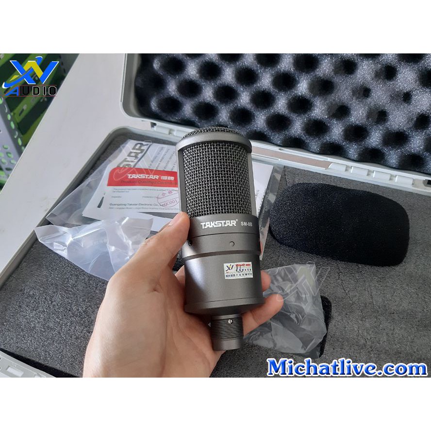 Mic thu âm TAKSTAR SM-8B, micro livestream, mic hát karaoke chuyên nghiệp , Tặng dây mic Canon cao cấp hàng chính hãng