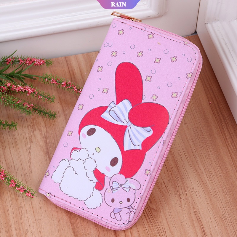 Ví Dài Đựng Tiền Xu Bằng Da PU 3 Kiểu In Họa Tiết Hoạt Hình Sanrio My Melody Dễ Thương Có Khóa Kéo Cho Nữ [RAIN]