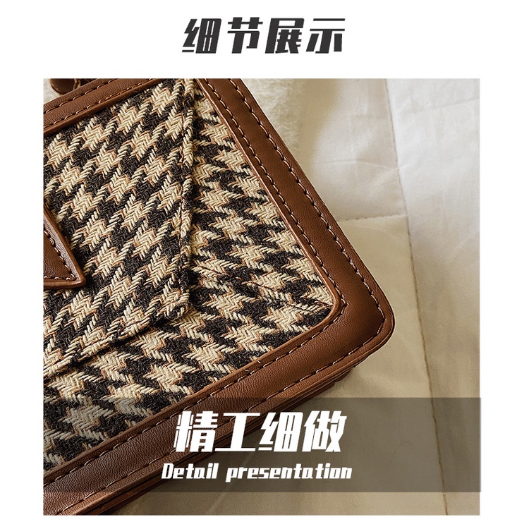 Túi đeo vai JASMIN NOIR hình vuông nhỏ họa tiết sọc răng cưa thời trang đơn giản cho nữ