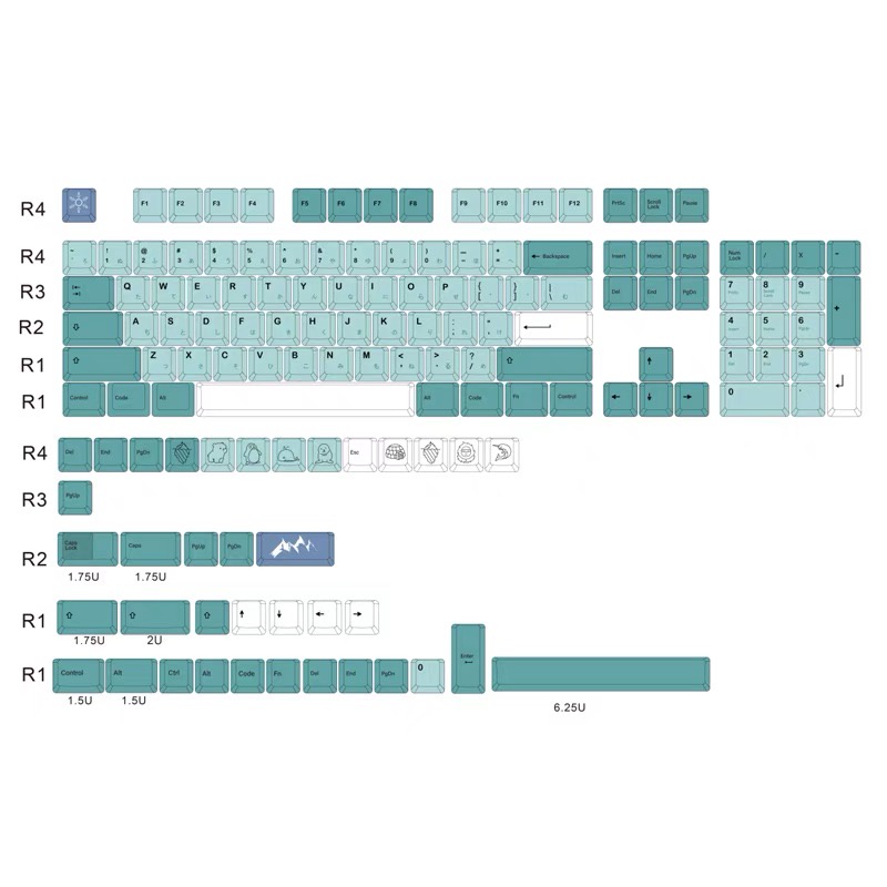 Bộ 142 Phím GMK Iceberg PBT Phong Cách Nhật Bản Cho Bàn Phím Cơ 61 64 84 108