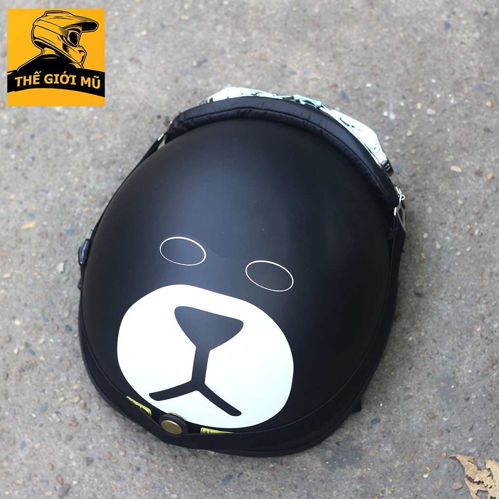 Mũ bảo hiểm nửa đầu gấu  đen Brown có kèm kính, nhiều màu sắc free size cho nam nữ