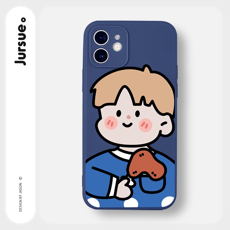 Ốp lưng JURSUE hoạt hình cặp đôi dễ thương đẹp cho iPhone 13 12 11 Pro Max SE 2020 X XR XS ip 8 7 6 6S Plus kute Y196