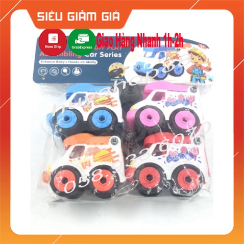 SIÊU GIẢM GIÁ - Đồ chơi lắp ráp xe hơi - Túi 4 xe hơi và dụng cụ tháo rắp cho bé - JM003A