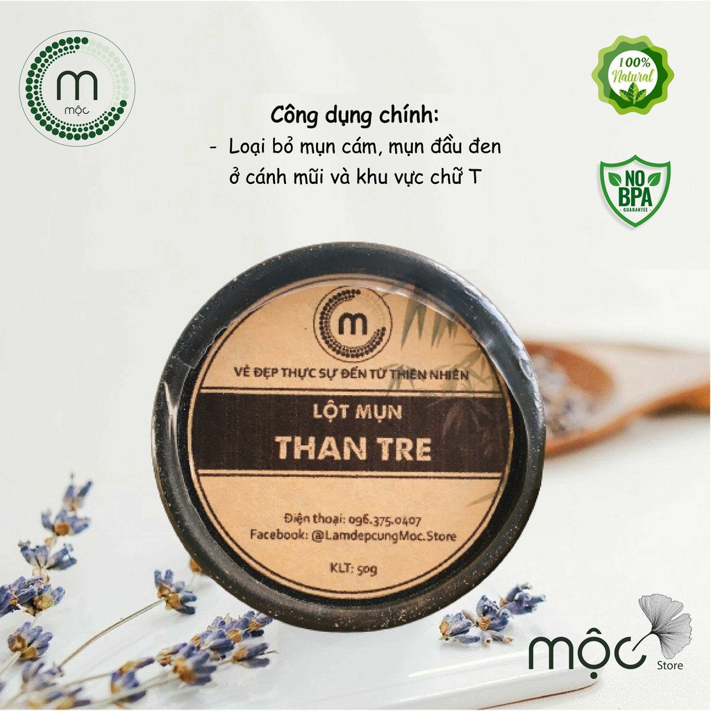 Bột Lột Mụn Than Tre đắp mặt nạ nguyên chất từ thiên nhiên 100ml handmade