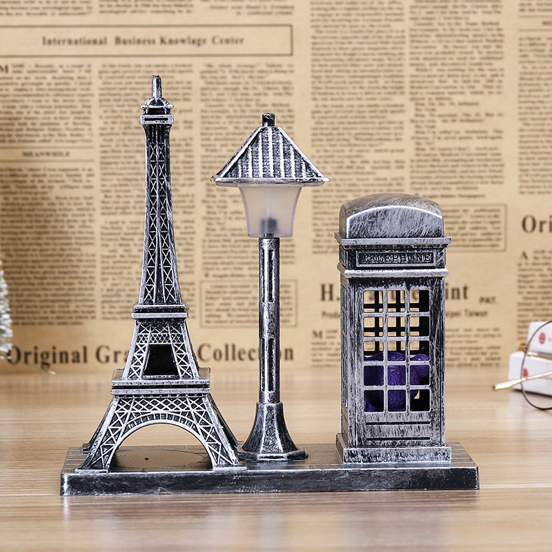 Mô hình Tháp và Bốt Điện Thoại có đèn để bàn có đèn phong cách vintage
