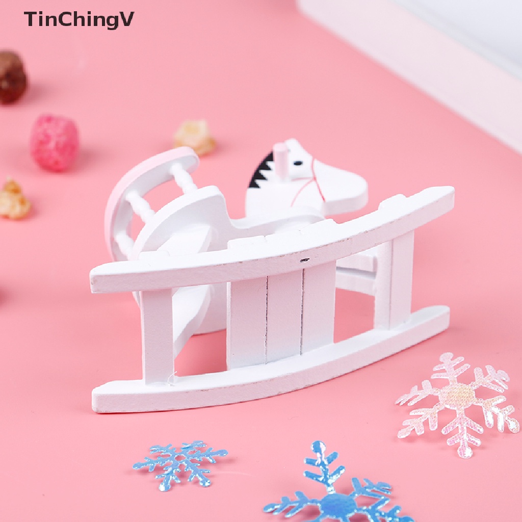Mô hình ghế ngựa bập bênh đáng yêu bằng gỗ tỉ lệ 1: 12 trang trí nhà búp bê
