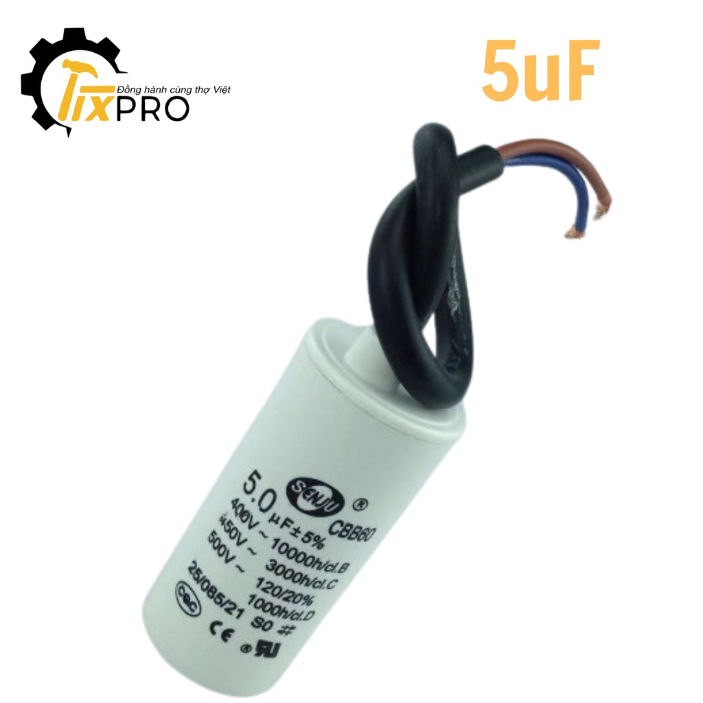 Tụ khởi động 35UF 450V CBB60 SENJU màu trắng loại xịn