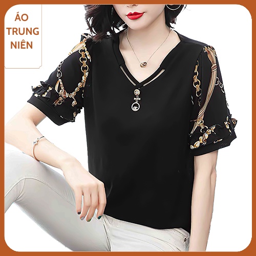 Áo Phông Phụ Nữ Đẹp Kiểu 4 Nút Phù Hợp Cho Mẹ Và Lứa Tuổi Trung Niên U40 Thời Trang Như Thủy LE122