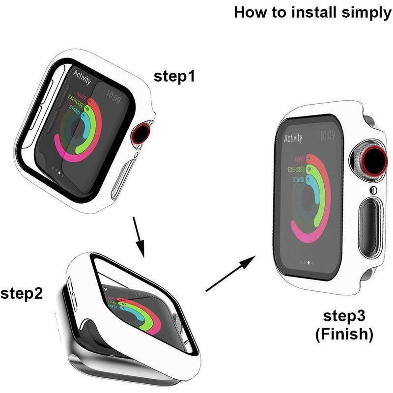 Ốp Bảo Vệ Mặt Đồng Hồ Thông Minh Apple Watch Series 7 41mm 45mm + Miếng Dán Bảo Vệ Màn Hình Cho iWatch 6 5 4 SE 3 2 1 38 40 42 44 MM