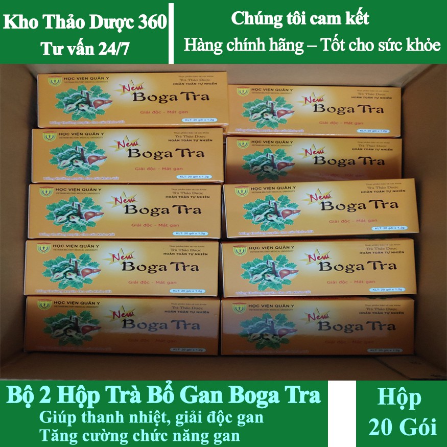 Combo 10 Hộp Trà Thảo Dược Bổ Gan BOGA TRA - Học Viên Quân Y giúp giải độc gan, tăng cường chức năng gan