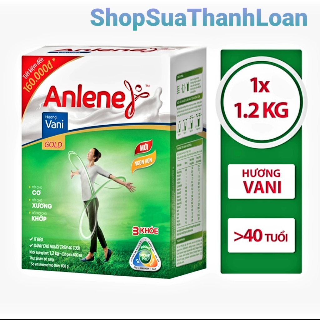 [HSD T11-2022] Sữa Bột Anlene Gold Movepro Hương Vanilla hộp 1,2Kg (trên 40 tuổi)