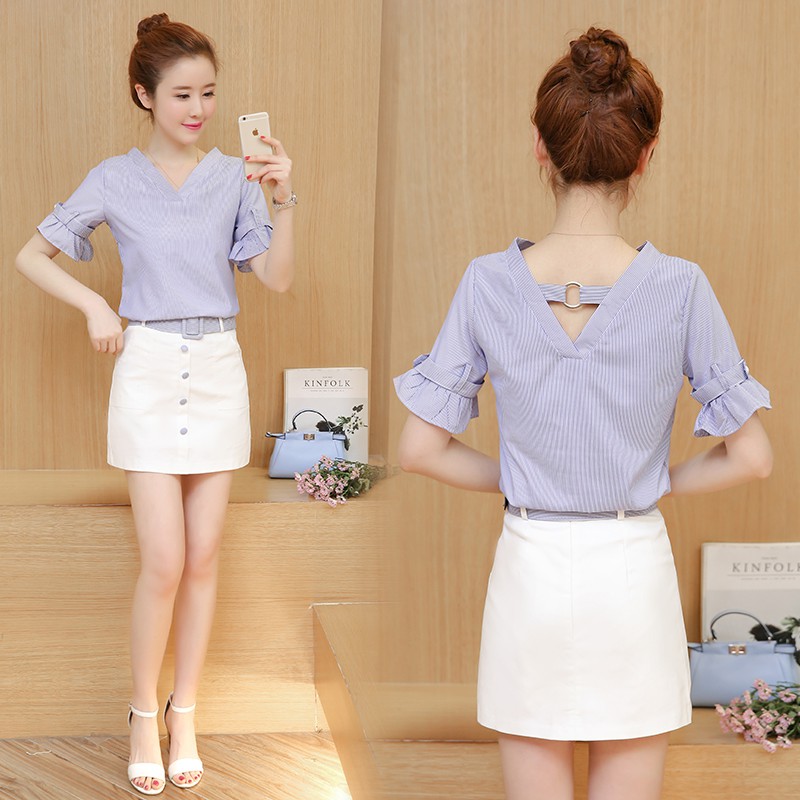 Áo cổ V xẻ lưng sau - ABEO057