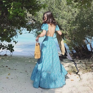 ĐẦM MAXI HOA HỞ LƯNG