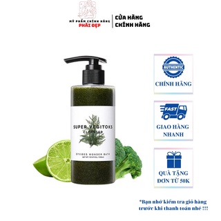 Sữa rửa mặt rau củ thải độc Super Vegitoks Cleanser 300ml cho da dầu mụn, da khô nhạy cảm - Mỹ phẩm chính hãng phái đẹp