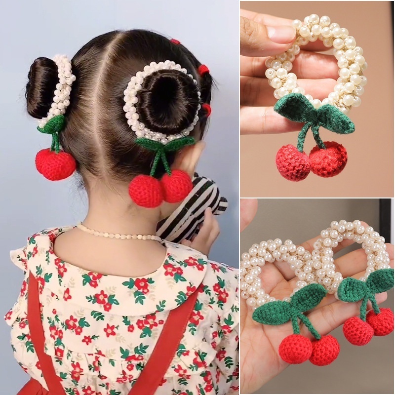 1 Dây Cột Tóc Hình Quả Cherry Dễ Thương Cho Bé Gái
