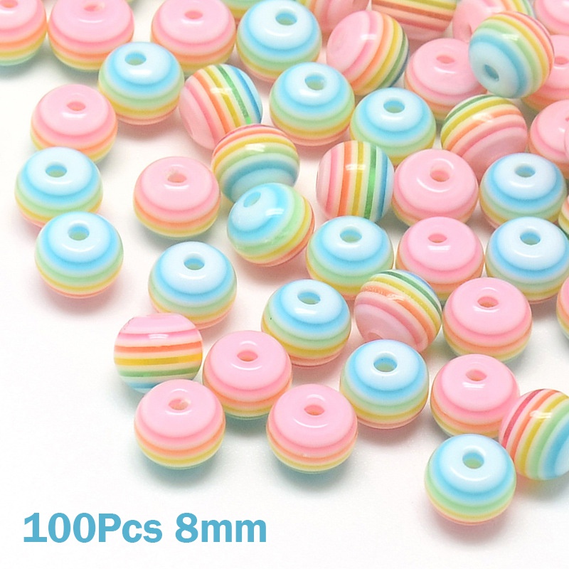 Set 100 hạt nhựa trong suốt 8mm làm trang sức thủ công