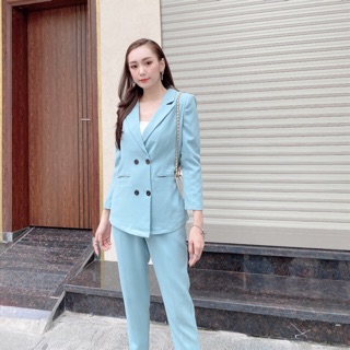 [Ảnh Thật] Sét vest dài 4 Cúc quần baggy chất tuyết mưa loại 1 4 màu