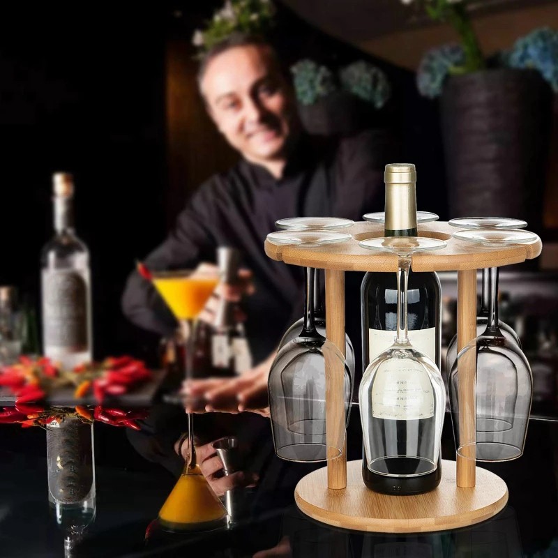 Detachable Wine Rack Wood Wine Glass Holder Bamboo Tabletop Wine Glass Drying Racks Camping | BigBuy360 - bigbuy360.vn