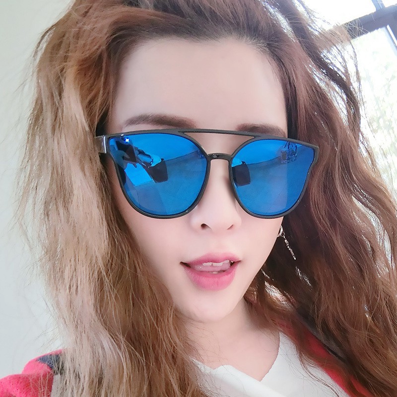 Thanh toán tại chỗ◆2018 New Korean Fashion Cat Eye Colorful Mercury Sunglasses Women Luxury Glasses