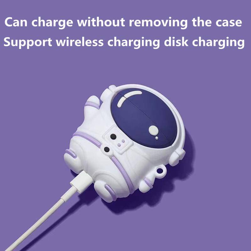 Ốp silicon hình phi hành gia 3D chống rơi bảo vệ hộp sạc tai nghe thích hợp cho Airpods 1 2 Pro