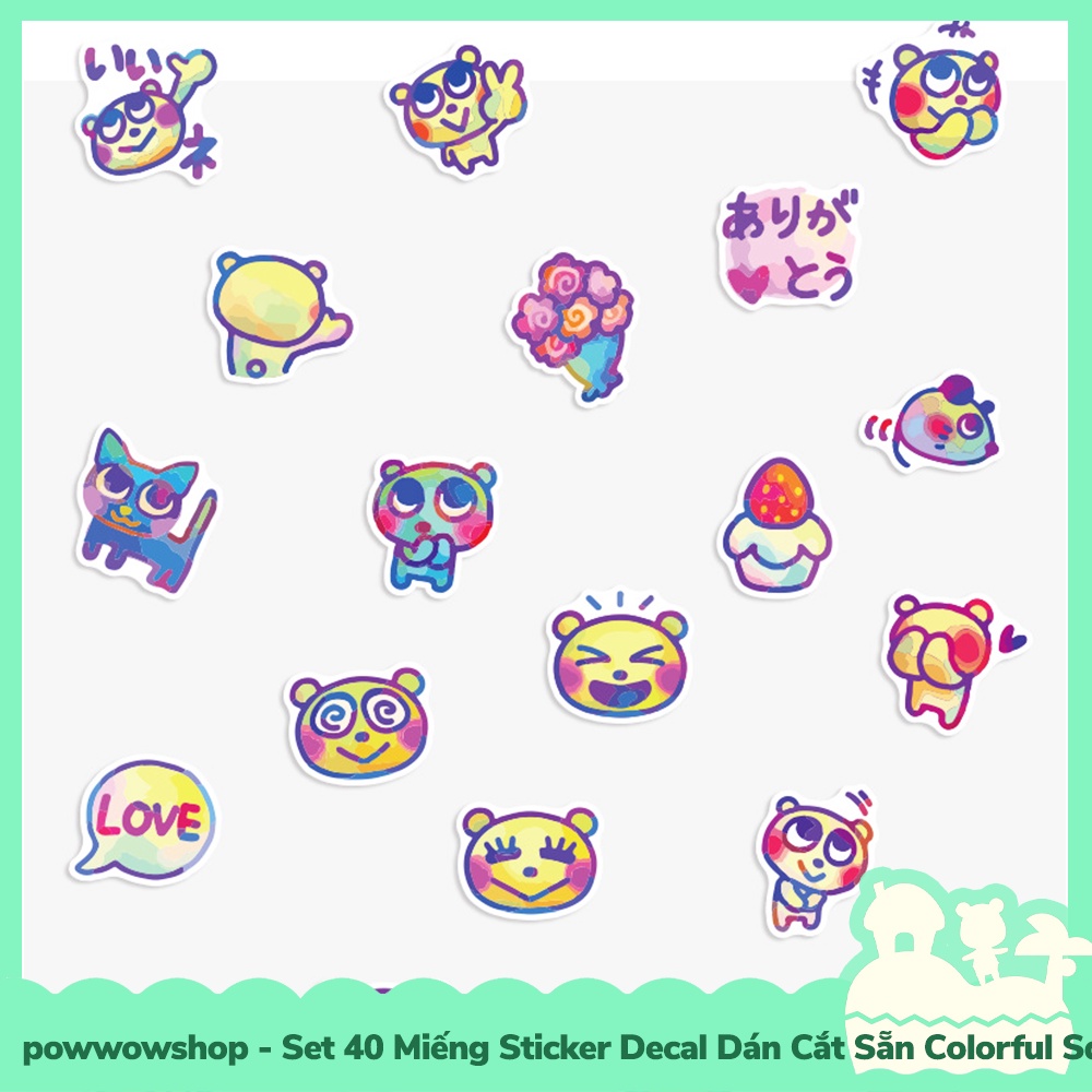 [Sẵn VN - Hỏa Tốc] Set 40 Miếng Sticker Decal Cắt Sẵn DIY Dán Trang Trí Vật Dụng Mẫu Colorful Squirrel Funny Cool Warm