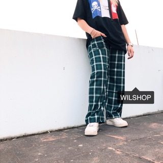 (OVERSIZE) PLAID PANTS - QUẦN UNISEX FORM RỘNG - XANH LÁ