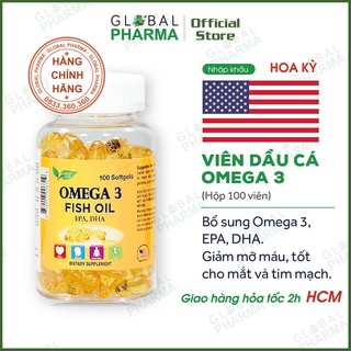 [USA] Viên dầu cá Omega 3 Bổ sung dưỡng chất cho Não, Mắt, Tim Mạch NATURE GIFT (Hộp 100v)