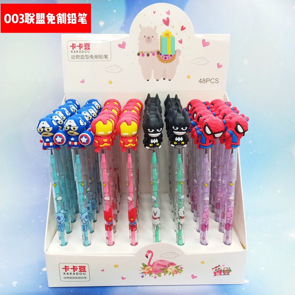 Bút chì khúc học sinh TieuMy siêu nhân, peppa pig ngòi thay đa năng dụng cụ học tập dễ thương