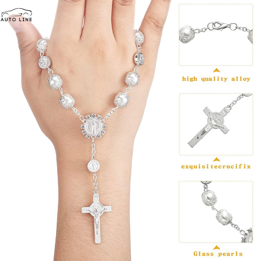 Phụ Kiện Treo Trang Trí Kính Chiếu Hậu Xe Hơi Hình Thánh Giá Đính Ngọc Trai Nhân Tạo Mã C2772