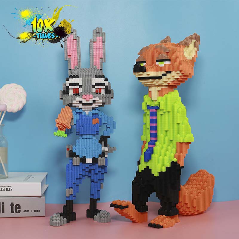 Mô hình lắp ráp 3d thỏ Juddy Hopps và cáo Nick dễ thương quà tặng sinh nhật bạn trai bạn gái, dồ decor
