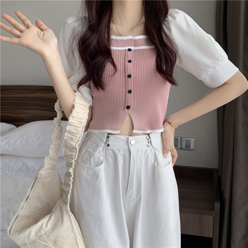 Áo cardigan Ngắn Cổ Vuông Chất Liệu Dệt Kim Mỏng Thời Trang Cho Nữ 2022 JL-TX-246