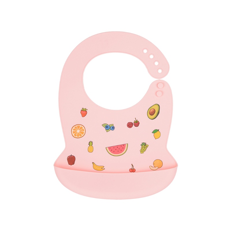 Yếm Ăn Silicon Cấp Thực Phẩm Chống Thấm Nước Kèm Túi Đựng Họa Tiết Hoạt Hình Dễ Thương Cho Bé Sơ Sinh