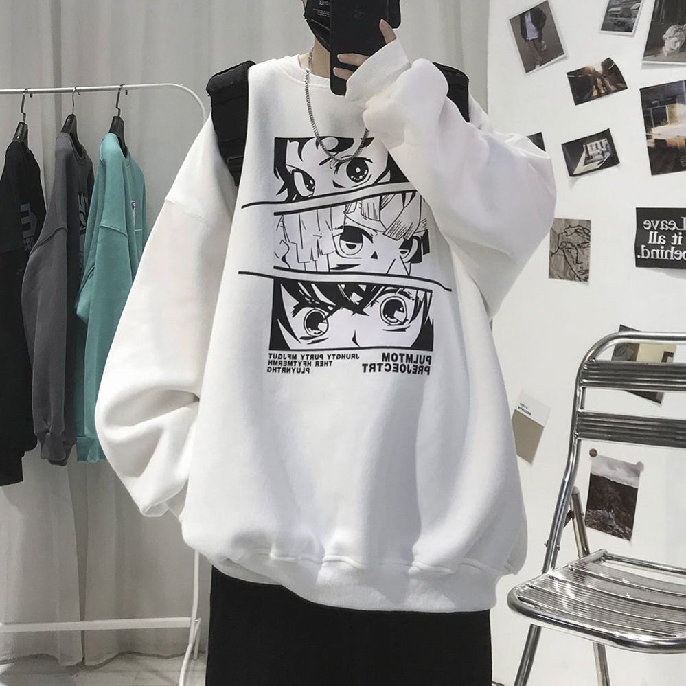 Áo sweater cổ tròn in họa tiết hoạt hình phong cách Hàn Quốc thời trang xuân thu cho nam